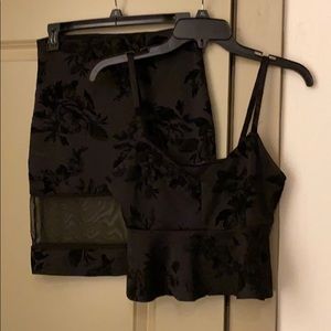 Solemio Two-Piece Velvet Floral Black Set M/L
